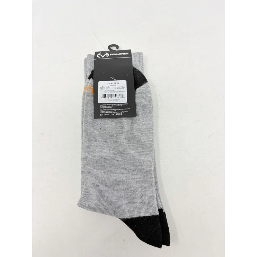 Realtree Mens Sock Size 10-13 Eat Fast Food Deer Hunting Crew Socks in Gray 2392